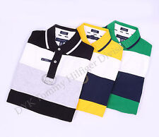 Tommy Hilfiger Men Double Stripe Crest Polo Shirt Short Sleeve -Free $0 Shipping picture