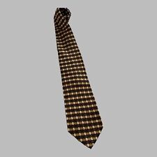 Fratelli 100% Silk Necktie Mens Hand Made Tie Italy Brown Gold Business Suit picture