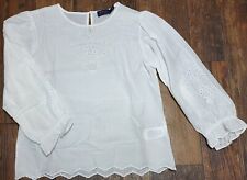 NWOT Polo Ralph Lauren Women's White Cotton Eyelet Long Sleeve Top picture