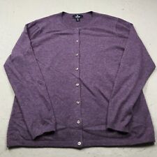 Lands End Sweater Womens XL Purple 100% Cashmere Cardigan Button Casual Knit picture