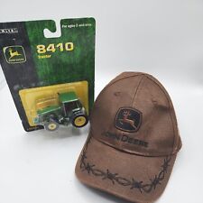 John Deere Oil Skin Hat Cap Brown Embroidered Patch  8410 1/64 Scale Tractor  picture