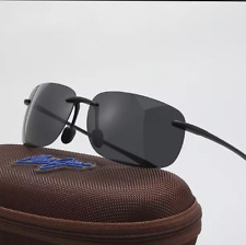 2024 NEW Neutral Grey Polarized Sunglasses Maui *Jim* *Breakwall Black Gift picture