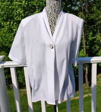 NWT VTG 1990s Christie&Jill White Blouse Top Short Sleeves Buttons Up sz 16 picture