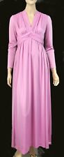 Vintage 70s Miss Elliette Pearly Sheen Pink Party Prom Maxi Dress S picture
