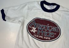 Vintage 80s American Pride Ceiling Fans T-Shirt S Tight Eagle Promo Ringer USA picture