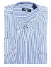 Club Room Blue Striped Slim Fit 100% Cotton Mens Dress Shirt Size 15.5 32/33 picture