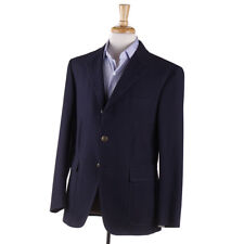NWT $2995 D'AVENZA Navy Blue Woven Cotton Blazer 40 R (Eu 50) Sport Coat picture