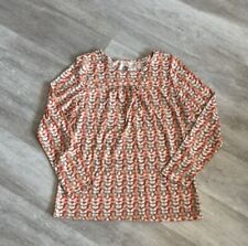 Izod Women's Orange Leaves Lightweight Long Sleeve 100% Cotton Blouse Size L picture