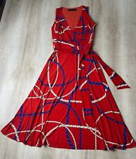 NWOT Lauren Ralph Lauren Womens Dress Red 6 Tie Waist Rope Print Sleeveless picture