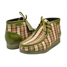 NEW British Walker Mens Shoe Wallabee Style New Castle Leather Green Plaid Print picture