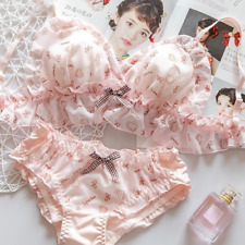 Cute Underwear Chiffon Ruffles Lingerie Sweet Lolita Love Bow Bra & Panties Set picture