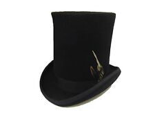 Quality Black Wool Felt Stove Pipe Lincoln, Victorian style top hat satin lined picture
