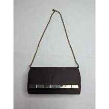 Vintage Miss Lewis Womens Purse Silver Evening Metal Brown Fold Over Chain picture