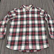 Red Head Flannel Mens XLT XL Tall White Red Green Christmas Holiday Button Up picture