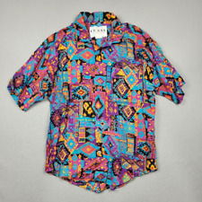 Vintage FRANK Shirt Men's Medium Made USA Button Aztec Southwest Abstract USA picture