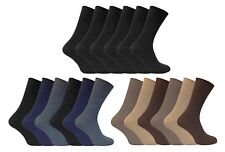 6 Pack Mens Thin 100% Cotton Non Binding Elastic Wide Lightweight Dress Socks picture