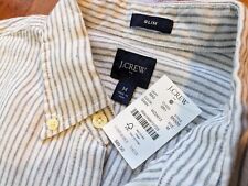 J.CREW Grey & Off-White Linen Slim Fit Button Shirt Men's sz M *NEW W/ TAGS $90* picture