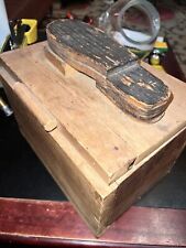 Vintage Antique Shoe Shine Box Hand Made with Shoe Rest Rustic Wood Brushes Cool picture