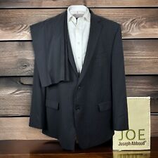 Joseph Abboud 2 Piece Suit Mens 50L 42x34 Black Gray Stripe Lightweight Wool picture