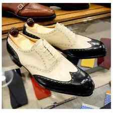 Buy Premium Quality Black, Cream Leather Brogue Style Lace Up Dress Wingtip Shoe picture