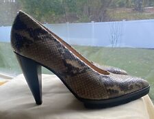 Walter Steiger Snake Python Leather Slip On Pumps High Heels Shoes 8 picture
