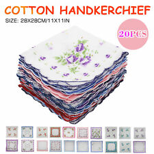20PCS Women Vintage Floral Flowers Handkerchief 100% Cotton Square Hanky Ladies picture