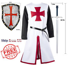 Knight Templar Medieval Knights Costume + Shield & Sword Cosplay Complete Outfit picture