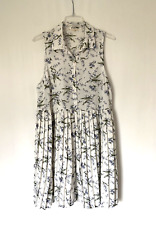 Entro Anthropologie Womens Dress Large Aline Sleeveless White Floral picture