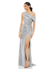 Ieena MAC DUGGAL 26550 One Shoulder Ruched Sequined Platinum Gown Size 10 NWT picture