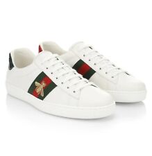 Gucci Ace Men's Bee Embroidered White Leather Sneakers Size 7.5 US  picture