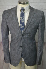 TOPMAN Mens Gray FLORAL SLIM FIT 2 Button Wool Sport Coat Blazer Jacket SIZE 38R picture