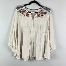Knox Rose Boho Embroidered Floral Peasant Blouse Top Size XXL picture
