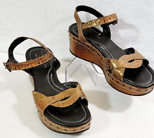 Donald J Pliner Womens Brown Reptile Embossed Leather Wedge Sandals Size 8.5 picture