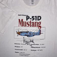 Vintage Mustang P-51D T-Shirt North American 1993 Graphic Tee 90s Retro XL USA  picture