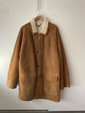 Aquascutum Sheepskin Coat Brown Mens Extra Large Suede Vintage Leather Genuine picture