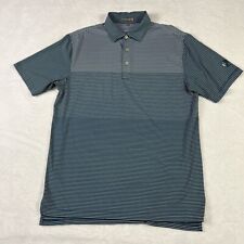 Peter Millar Summer Comfort Polo Shirt Mens Large Blue Striped Indian 1924 Logo picture