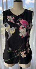 TED BAKER Flight of the Orient bird blossom Floral Print Top Sz 2 UK 10 US S/M picture