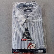 Stafford Men's 18 36/37 X-Tall Fit Super Dress Shirt Button Down Blue Stripe NWT picture