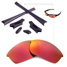 WL Fire Red Replacement Lenses And Black Rubber Kit For Oakley Flak Jacket picture