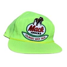 RARE Vintage Mack Trucks Colorado Sales Bright Neon Green Snapback Dog Patch Hat picture