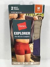 Hanes Explorer Premium Men's Trunks Purple/Tan 2-Pack Pairs Of Underwear 32-34” picture