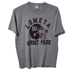 Vtg 90s Russell Athletic T Shirt Mens L Lometa Football Gray Hornets Pride Y2K  picture