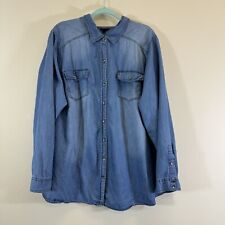 Torrid Women’s Chambray Denim Button Down Shirt Size 4X Blue Long Sleeves picture