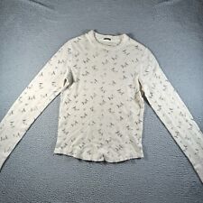 Abercrombie & Fitch Shirt Mens Medium Ivory Patterned Long Sleeve Waffle Knit picture