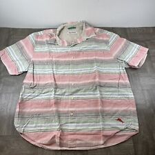 Tommy Bahama Shirt Mens Large Red Short Sleeve Button Up Casual Striped picture