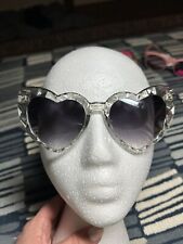Betsey Johnson Oversized Cat Eye Heart Sunglasses Grey Clear NWT AH0422 picture