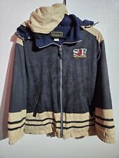 Cheneral Jacket with Hood San Francisco Logo Blue Tan Vintage Design Size Small  picture