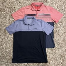Lot Of 2 Travis Mathews Polo Golf Shirts XL Red Blue And Purple Black picture