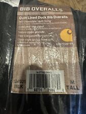 New CARHARTT Size Med Tall Black Quilt Lined Duck Double Knee Men's Bib Overall picture