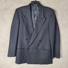 Vintage Giorgio Armani Jacket Mens 40R Gray Striped Blazer Double Breasted Wool picture